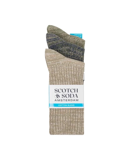 Мужские носки SCOTCH & SODA из 3-х упаковок в рубчик для повседневной носки  dark brown