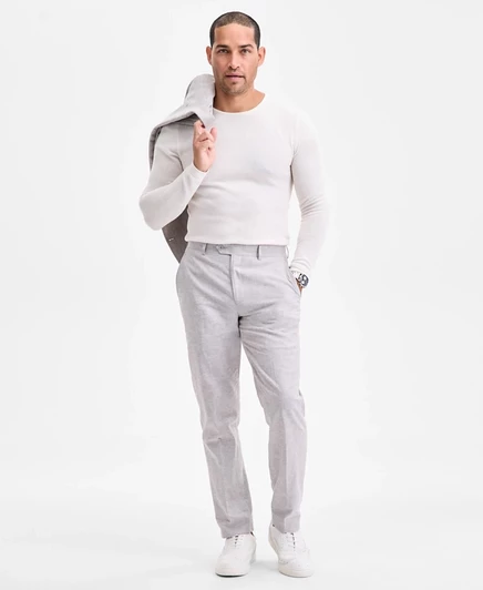 Мужские костюмные брюки Bar III Slim Fit льняные, серые