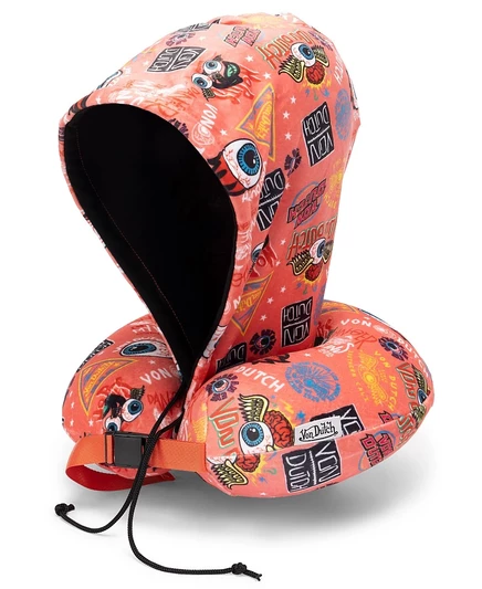 Подушка для шеи Von Dutch Jax с капюшоном из мемори-пены 11 дюймов, розовая