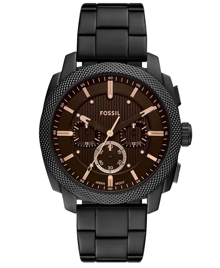Мужские механические часы Fossil с хронографом, черные часы из нержавеющей стали, 44 мм