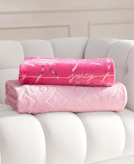 Гламурный плюш от Juicy Couture, 2 шт. Комплект пледов розовый