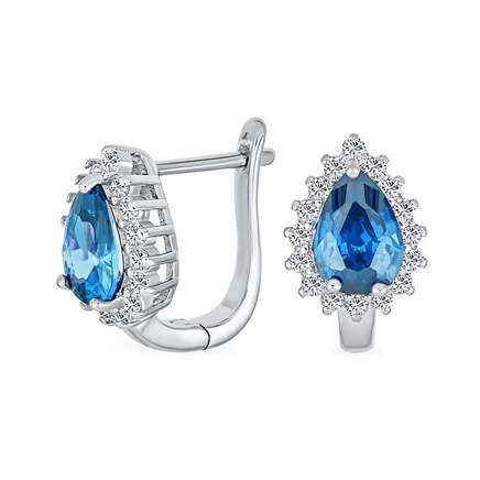 Серьги Bling Jewelry из серебра с цирконами, бирюзовые