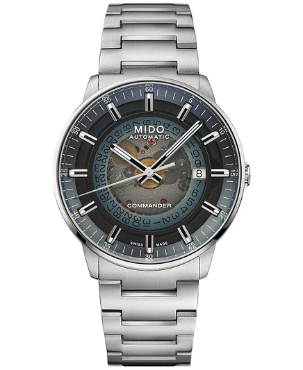 Мужские часы Mido Commander автомат, сталь, 40 мм, синий