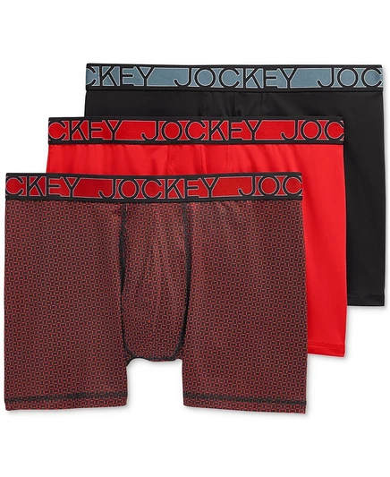 Мужские боксер-брифы Jockey микрофибра 5″, 3 шт, красные
