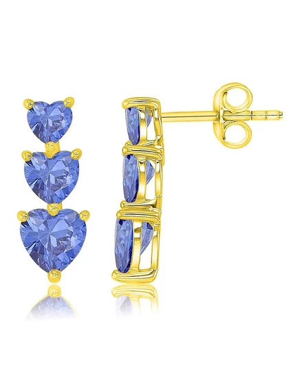 Серьги Macy's «Тройное сердце» с фианитами, золотистые