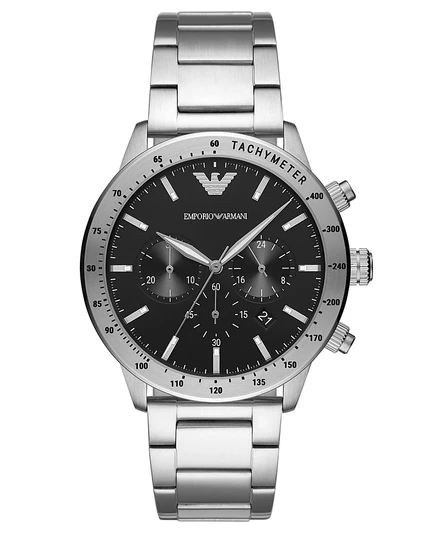 Мужские часы с хронографом Emporio Armani на браслете из нержавеющей стали 43 мм белого цвета