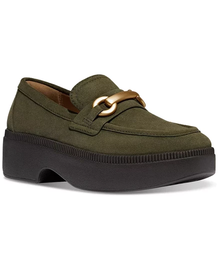 Женские мокасины на плоской подошве F-Luma на толстой подошве Fitflop deep olive