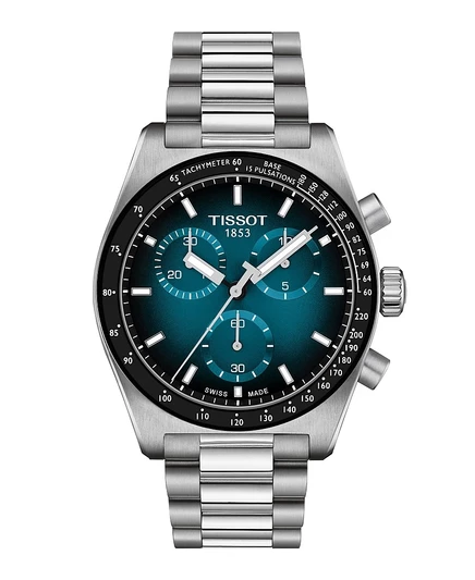 Мужские часы Tissot с минеральным кварцевым хронографом из нержавеющей стали, 40 мм синего цвета
