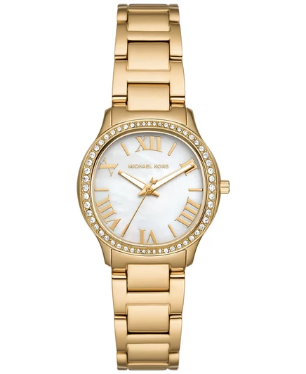 Женские часы Michael Kors Sage с тремя стрелками золотистого цвета из нержавеющей стали, 31 мм, золото