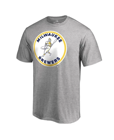 Мужская футболка Fanatics Brewers Cooperstown, серая