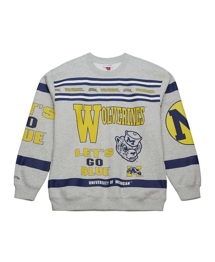 Мужская толстовка Mitchell & Ness Michigan Wolverines, серая