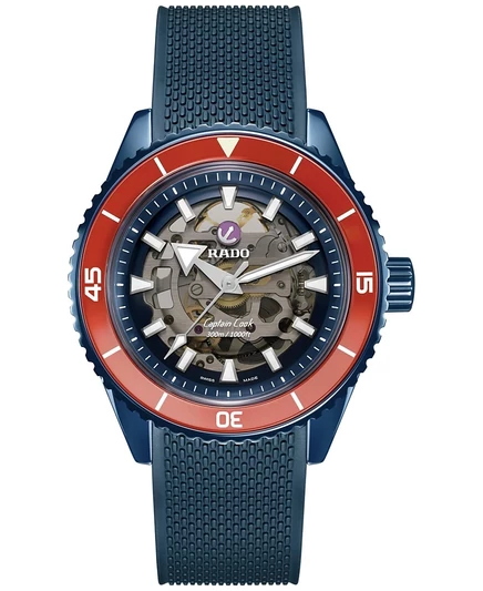 Мужские швейцарские автоматические часы Rado Captain Cook темно-синего цвета с керамическим браслетом в стиле хай-тек, 43 мм, без цвета