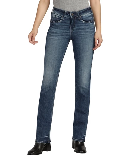 Silver Jeans Co. Женские зауженные джинсы Suki со средней посадкой, синие