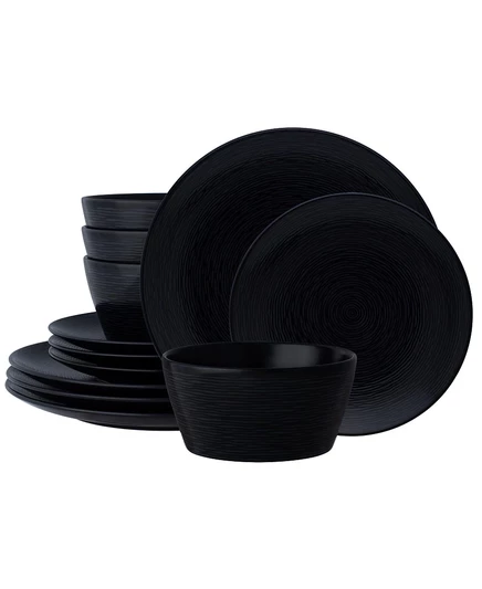 Набор посуды Colorscapes Swirl Coupe из 12 предметов, Сервиз на 4 персоны, черный