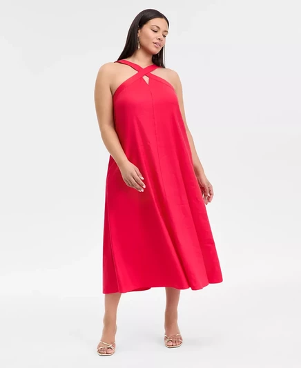 I.N.C. International Concepts, INC. Макси-платье на бретелях с принтом International Concepts Plus Size, эксклюзивно в Macys fresh lips