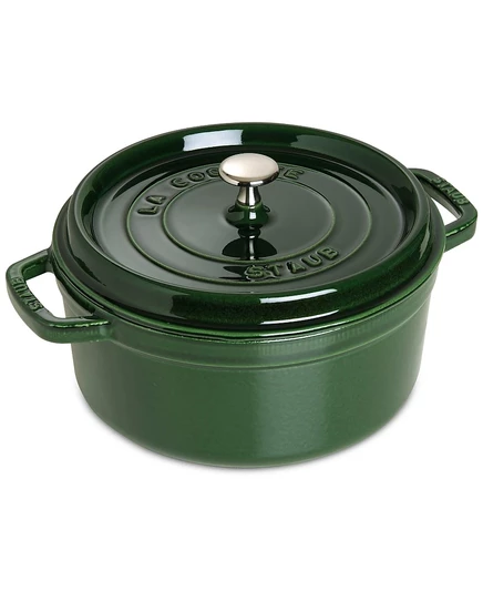 Жаровня Staub круглая чугунная 3,8 л, зеленая