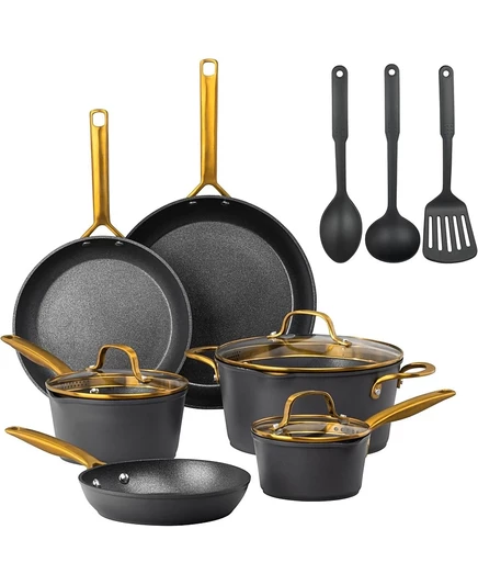 Набор посуды Granitestone Armor Max Gold 14 пр., черный