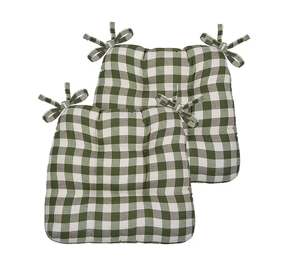 Подушки для стульев Kate Aurora Country Living, 2 шт., зеленые в клетку