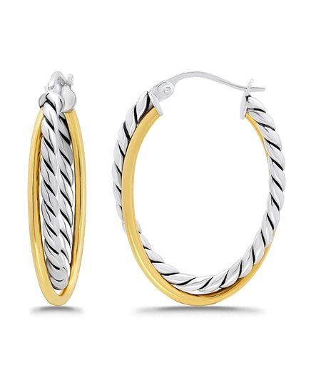Серьги-кольца Macy's овальные окисленные, золотистые