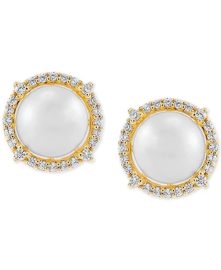 Серьги-гвоздики Honora Cultured Freshwater Pearl 7 мм с бриллиантами, белые