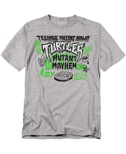 Унисекс футболка Teenage Mutant Ninja Turtles Mutant Mayhem, серая