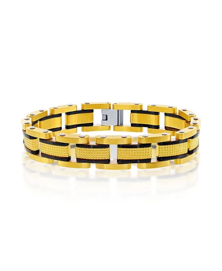 Текстурированный браслет-звено из нержавеющей стали gold and black