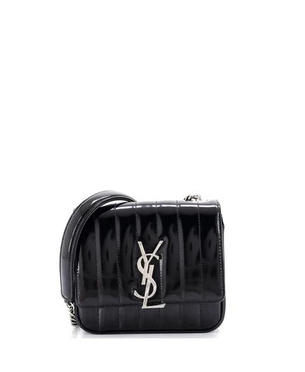 Женская сумка Saint Laurent Small Vicky лакированная, черная