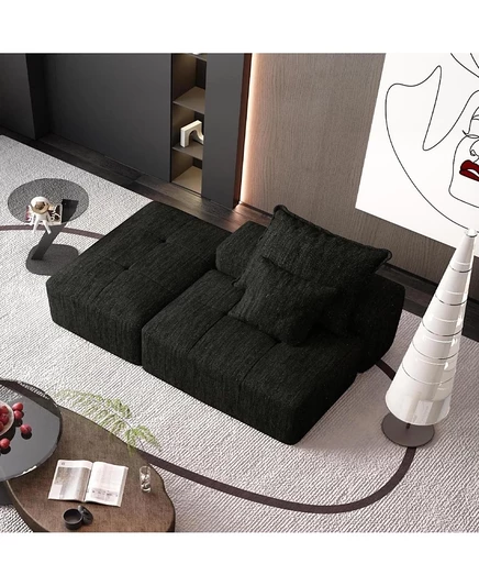 Streamdale Furniture Современный модульный секционный диван из синели с подушками черного цвета