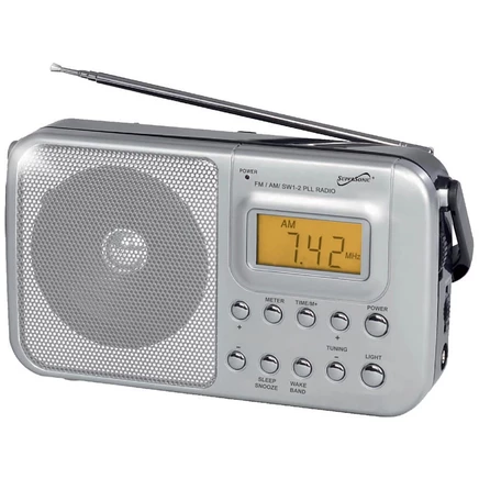 Радио Supersonic 4-полосное AM/FM/SW PLL, серебристое