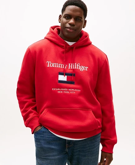 Мужское худи Tommy Hilfiger Big & Tall с вышивкой, красное