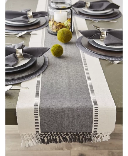 Дорожка на стол Design Imports Dobby Stripe 274×33 см, серая