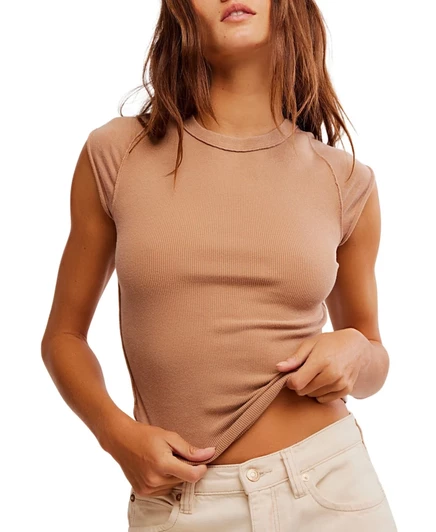 Женская футболка Free People Ever Had, коричневая