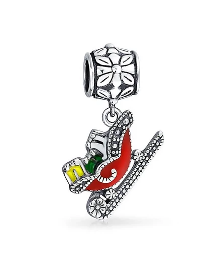 Шарм Bling Jewelry Санта в санях, серебро .925, красный