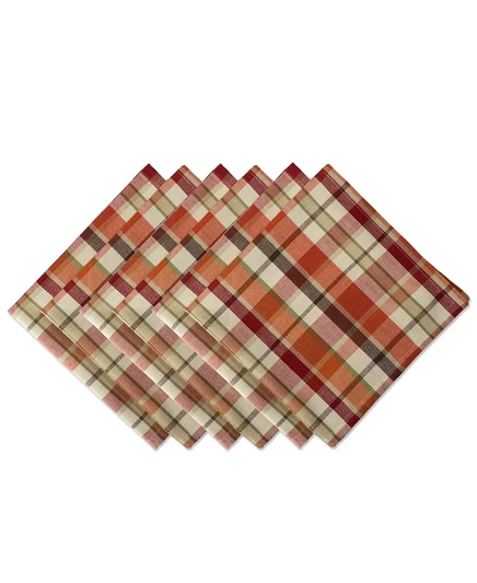 Салфетки Design Imports Pumpkin Spice Plaid, набор 6 шт., оранжевые