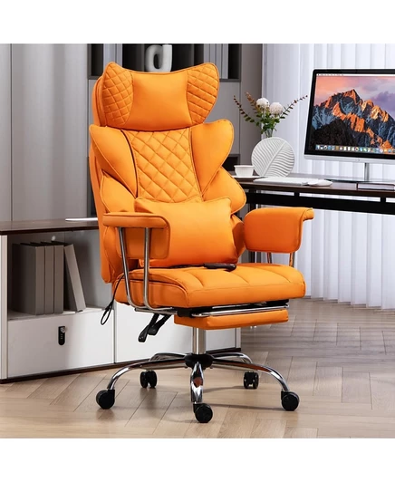 Игровое кресло с 8-точечным массажем DYHOME, Эргономичное офисное кресло, грузоподъемность 500 фунтов, Регулируемая спинка на 90°-135°, Регулируемая спинка и подставка для ног оранжевого цвета