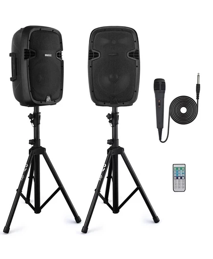 Акустическая система Pyle PA 10″ активный+пассивный комплект, черный