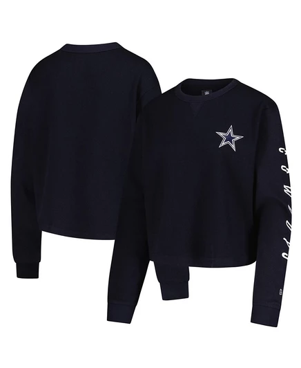 Женская термофутболка New Era Dallas Cowboys укороченная, темно-синяя