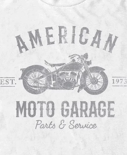 Универсальная мужская футболка American Moto Garage с коротким рукавом от Additude white