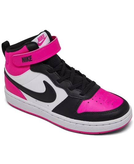  Повседневные кроссовки Little Girls Court Borough Mid 2 с застежкой на молнию от Finish Line white, aster pink, black