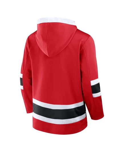 Мужская флисовая толстовка-пуловер Fanatics красного цвета Chicago Blackhawks Inside Line с капюшоном red, black