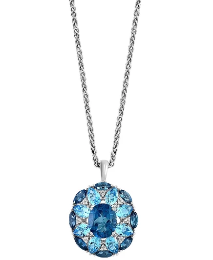 Подвеска EFFY Multi-Topaz Flower 18″, серебристая