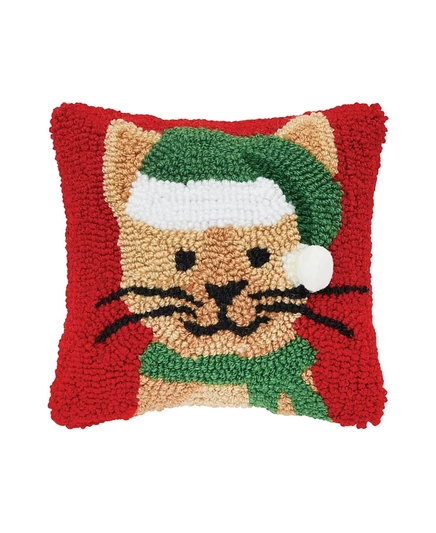 Подушка C & F Home «Кошка в шапке», 20×20 см, красная