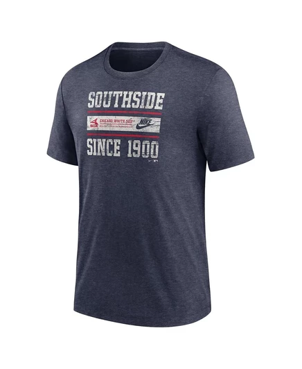 Мужская футболка Nike Heather Navy из коллекции Chicago White Sox Cooperstown Collection Local Stack Tri-Blend от Nike heather navy