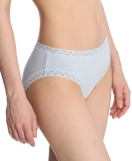 Короткое хлопковое нижнее белье Natori Bliss с кружевной отделкой 156058 misty blue