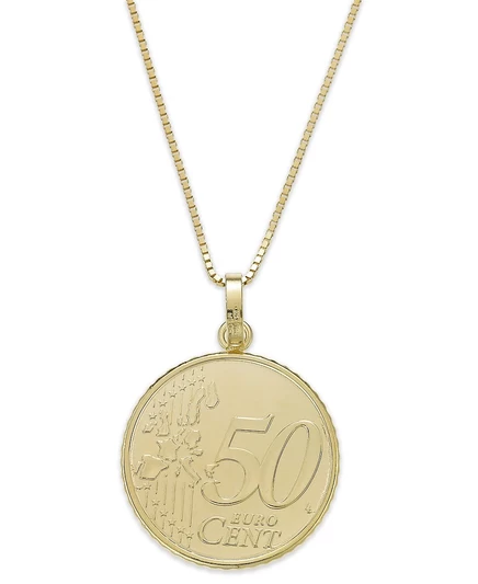 Колье Italian Gold с монетой евро, вермейль