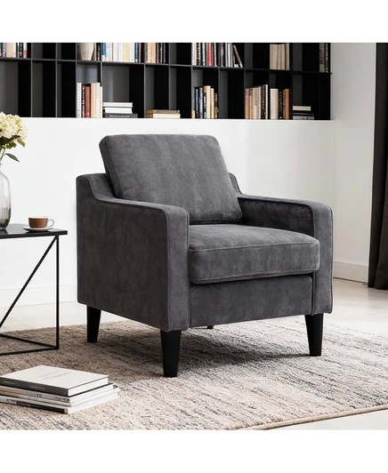 Акцентное кресло для гостиной Streamdale Furniture - Мягкое синелевое удобное кресло для небольших помещений серого цвета