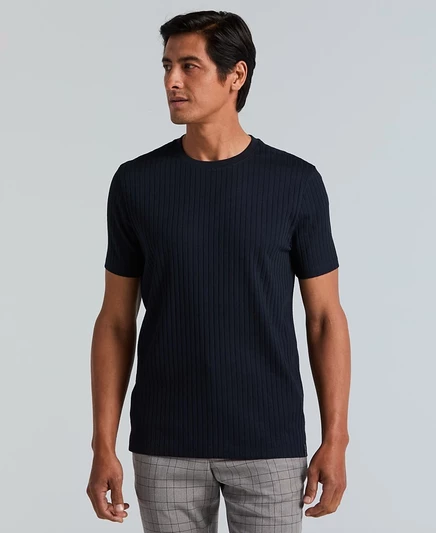 Мужская футболка Perry Ellis Rib Knit, темно-синяя