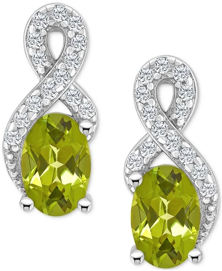 Женские серьги-подвески Macy's, серебро, перидот