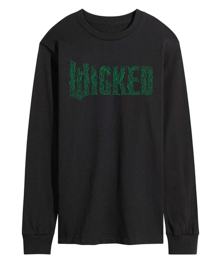 Мужская футболка с длинным рукавом с графическим принтом Wicked Part 2 Twisted Tree Branch и логотипом black