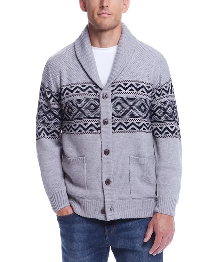  Мужской норвежский свитер-кардиган grey heather